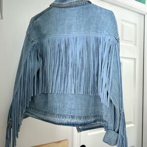 Denim fringe jacket
